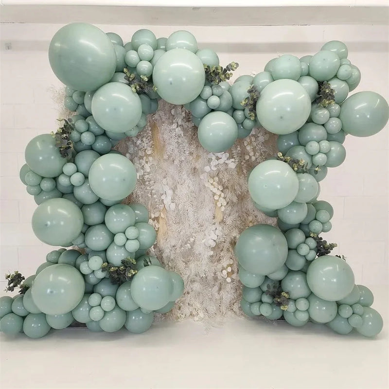 136pcs Dusty Green Blue Balloon Garland Arch Kit Sand White Beige Balloons for Boho Baby Bridal Shower Wedding Party Decorations