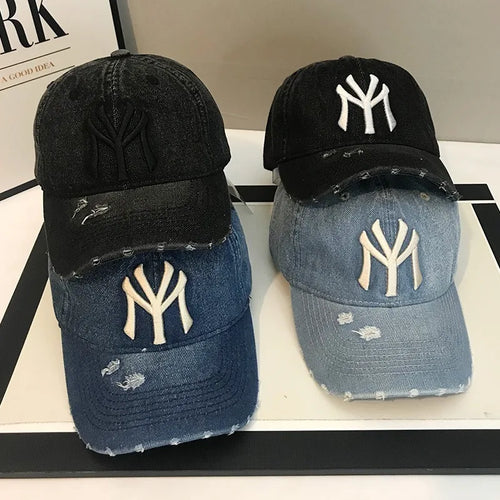 2023 Neue Luxusmarke MY Bestickte gewaschene Denim Baseballkappe für Herren Hochwertige Schwarze Vintage Y2k Dad Hats Gorras Hombre