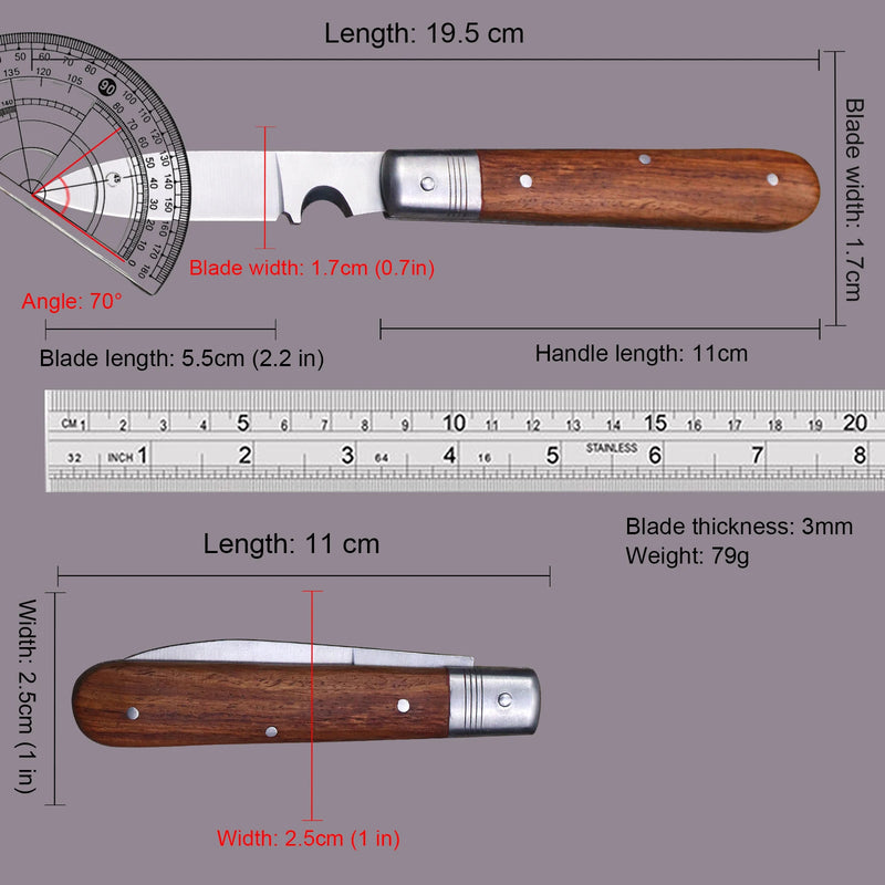 WPKOPYA420c reinforced steel multi-functional pocket folding knife, fishing, camping, letter opening, wire stripping, tool knife