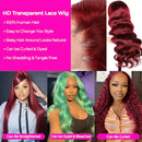 13x4 HD Body Wave 99J Burgundfarbene Echthaarperücken für Frauen 200 Dichte 13x6 Transparente Lace Frontal Perücken 42 44 Zoll