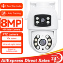 8MP Outdoor Surveillance Camera Dual Lens Dual Screen AI Auto Tracking IP Video Wifi PTZ Camera CCTV Two Way Audio