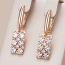 Kinel Einzigartige natürliche Zirkon lange quadratische Ohrhänger für Damen, Luxus 585 Roségold Farbe Accessoires Täglicher feiner Schmuck