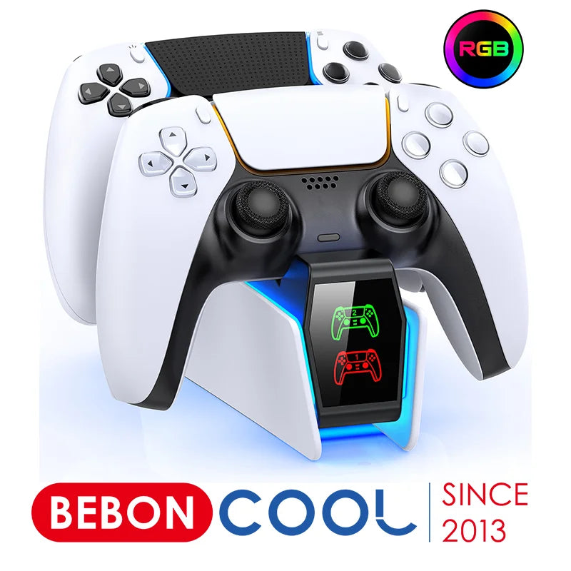 BEBONCOOL FC300 PS5 Controller Charger Docking Station Dual Charging Dock Charging Stand For PlayStation 5 Wireless Game Gamepad