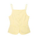 HH Summer Women Solid Square Collar Single Breasted Vest-style Sleeveless Top+High Waist Zipper Side Pocket Mini Shorts Suit