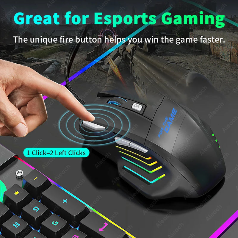 Esports Gaming Mouse 3200 DPI 7 Keys Game Mouse RGB Backlit Ergonomic Wired Game Mouse For Computer PC Laptop Accessories Mice