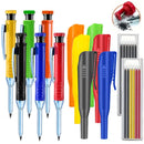 2.8mm Solid Carpenter Pencil with Pencil Cap, Deep Hole Mechanical Pencil with Built in Sharpener For Carpenter Woodworking