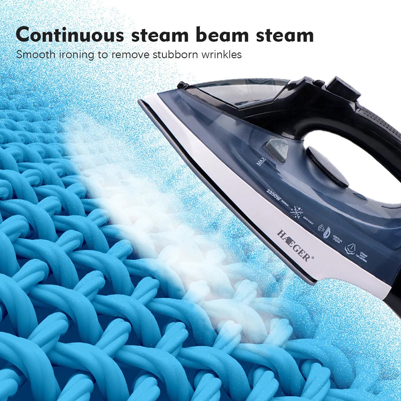 2200W Steam Iron for Clothes with Rapid Even Heat Scratch Resistant Stainless Steel Sole Plate, True Position Axial Aligned