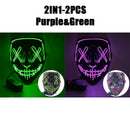 Halloween Horror-Masken LED Gesichtsleuchtmaske Gruselige Scream Leuchtmaske für Karneval Halloween Kostüme für Männer Leuchtet im Dunkeln