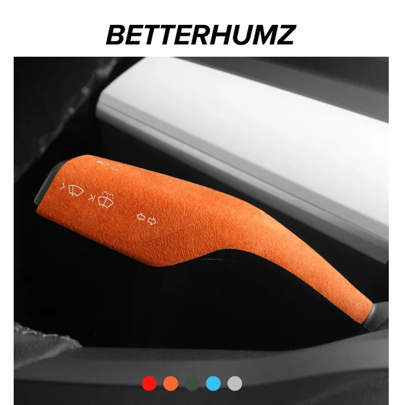 Betterhumz Car Steering Wheel Cover For Tesla Model 3 Model Y Made of Alcantara Column Gear Shift Knob Trim Sticker Accessories