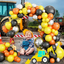 115PCS Orange Black Yellow Silver Construction Party Balloon Garland Kit for Kids Birthday Baby Shower Party Decoration Supply