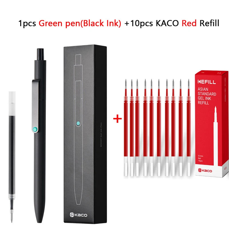 Cute Kaco MIDOT Gel Ink Pen Metal Signature Pens 0.5mm Fine Point 800Meter Smooth Writing Quick Dry Office School Stationary