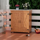 Potting Bench with Storage Cabinet and Metal Table Top for Outdoor Patio,Outdoor Work Station Table, Versatile Use