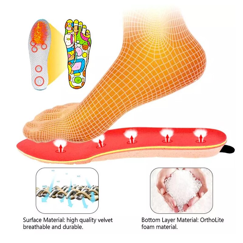 New Wireless Control Electric Heating Thermal Insoles Winter Warm Velvet 1800mAh Increase Heated Insoles for Men Women Shoe Pads