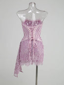 The Lace Hour | Strapless Lace-Panel Sheath Mini Dress