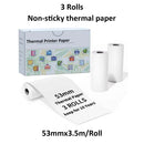 3 Rolls Thermal Paper for T02 Mini Printer, 53mm 2" Size M832 Thermal Paper, For T02 M832 M833 M834 width 53mm Portable Printer