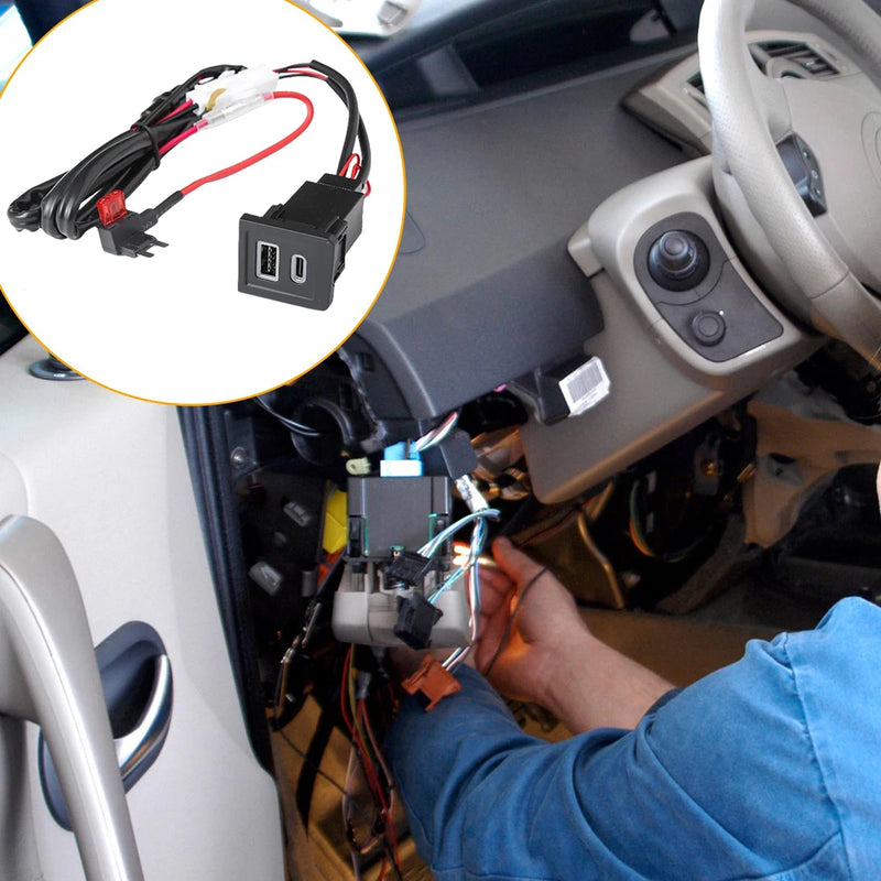 Dual USB Fast Charger Socket Outlet PD+QC3.0 Phone Charge Power Adapter Outlet Car Charger Adapter for VW Multivan T5 03-15