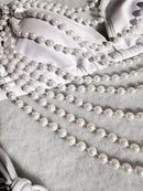 With Pearls Chains Halter High Cut Bikini Female Swimsuit Women Swimwear Three-pieces Bikini set Bather Bathing Suit Swim K5532