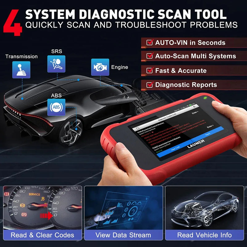 Launch X431 CRP123E V2.0 OBD2 Scanner 4 System Engine ABS SRS Transmission Diagnostic Scan Tools 7 Reset Free Update Car scanner