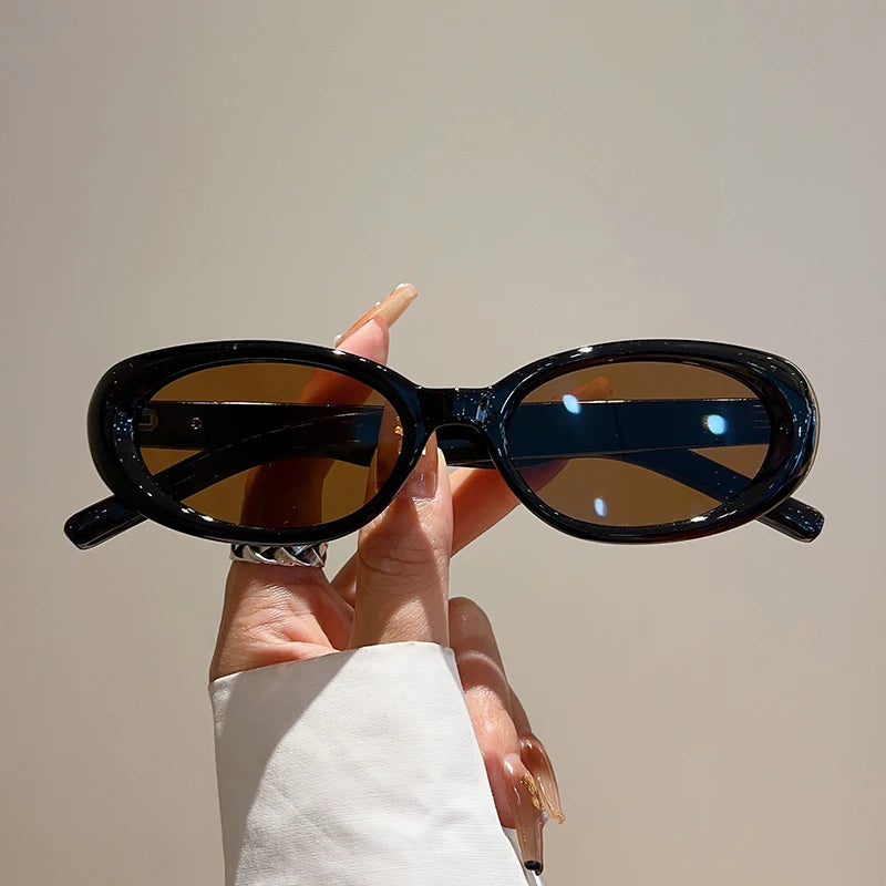 KAMMPT Vintage Oval Sunglasses Women New Trendy Candy Color Frame Shades Fashion Luxury Brand Designer UV400 Protection Eyewear