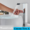 Smart Sensor Bathroom Basin Faucet Intelligent Black Automatic Sense Brass Cold Hot Water Mixer Waterfall Crane Deck Mount