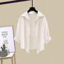 2025 Summer New Korean Elegant Dress Matching Set Women's Fashion Sunscreen Shirt+Vest+Cowboy Midi Skirt Three Piece Female Suit