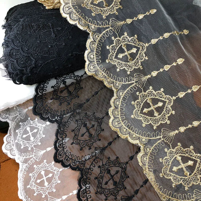 5yard Cross Lace Fabric Table Runner Skirt Christmas Easter Day Christian Catholicism Water Soluble Mesh Lolita Jewelry Party