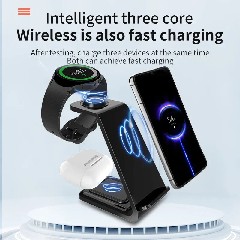 3 In 1 Fast Wireless Charger Stand Desktop Phone Charging Station for Samsung S23 S22 S21 Z Flip Galaxy Watch 5 4 3 Active Buds