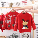 Boys' Girl's Sweater Pullover Fleece-Lined Thickened 2022 Winter Christmas Cartoon New Year Clothes Baby Sweater