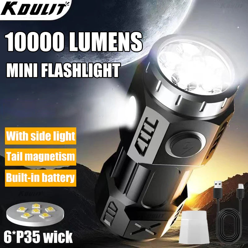 New Ultra Powerful Flashlight 4/6/8*P35 LED Mini Super Bright Torch USB Rechargeable Waterproof Light With Magnet Emergency Lamp