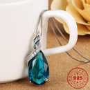 HOYON Reiner 925 Sterling Silber Schmuck Einzelner Anhänger für Halskette Collares Frauen Wassertropfen Blauer Edelstein Zirkon Bijoux Geschenke