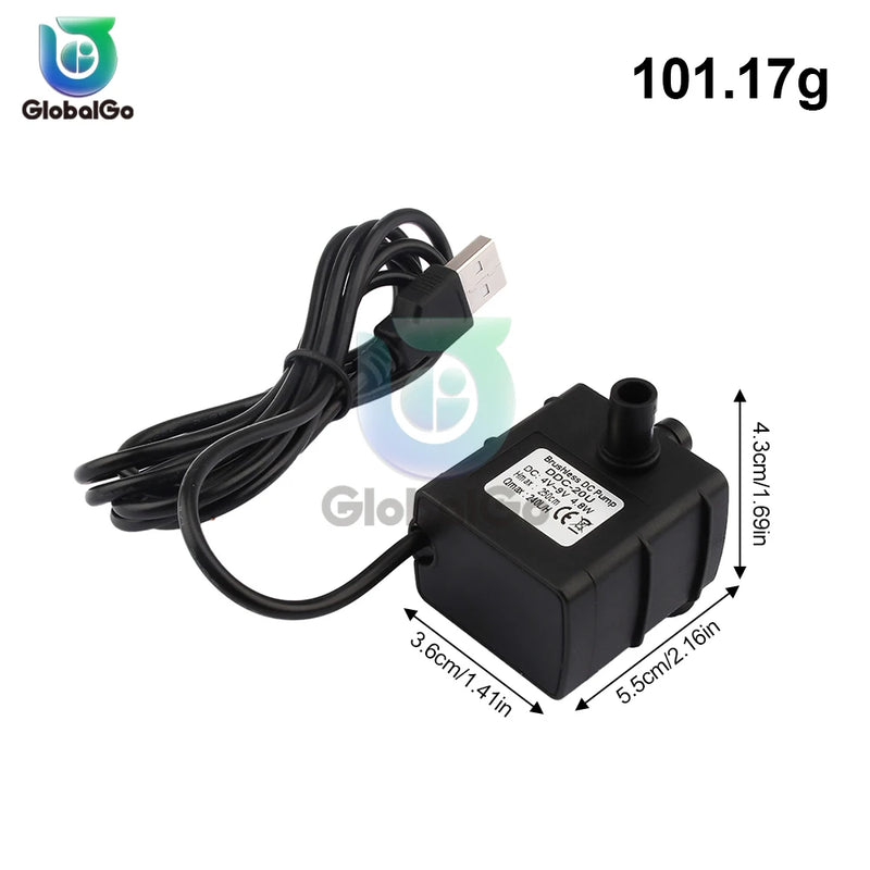 DC 5V/12V/24V USB Mini Water Pump Hydroponic Cooling Circulating Aquarium Pet Drinking Water Silent Brushless Submersible Pump