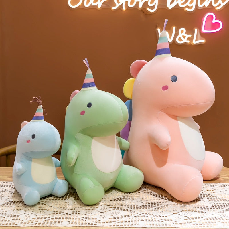 Ultra Soft Lovely Dinosaur Plush Doll Huggable Pink/Blue/Green Stuffed Party Hat Toy Kids High Quality Animals Toy Birthday Gift