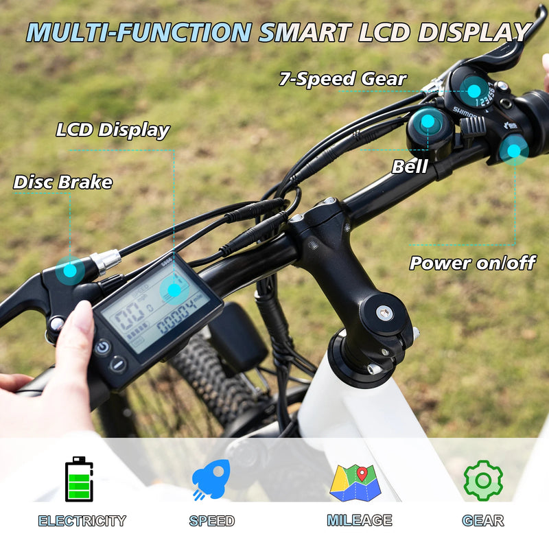 EVERCROSS TECH EK15 Electric bike adult, 26 E-boat with removable battery 36V 12Ah, 7 speeds, Range 35-90km