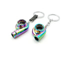 Car Parts Keychain NEO Chrome Metal Keyring Wheel Hub Nitrogen Gas Bottle Shock Absorber Key Chain Whistle Turbine Auto Interior