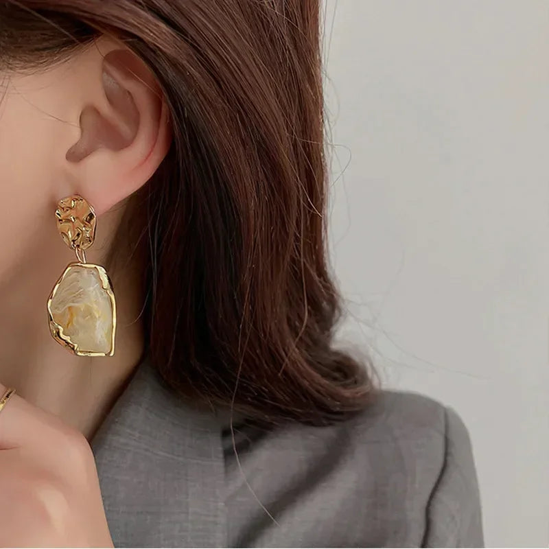 Fashion Pendant Earrings Trend Vintage Geometry Earrings for Women 2023 Korean Jewelry Bohemia Acrylic Accessories Party Gift