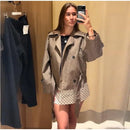 The Meridian Coat | Double-Breasted Plaid Coat with Self-Tie Waist Sash