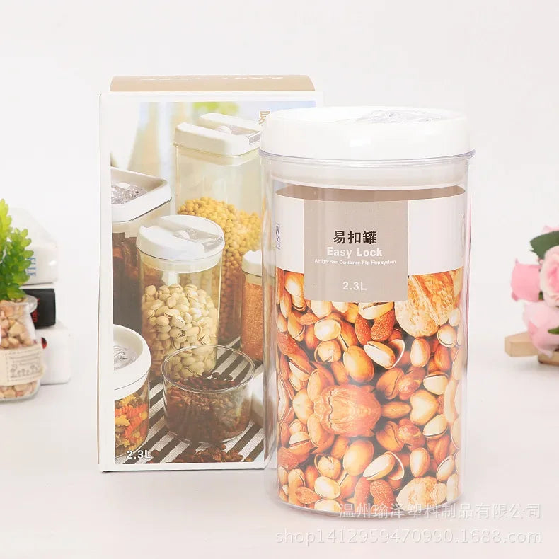 Plastic Food Storage Box Snacks Dried Fruits Multigrain Storage Jars CapacityTanks Kitchen Containers Transparent Sealed Cans