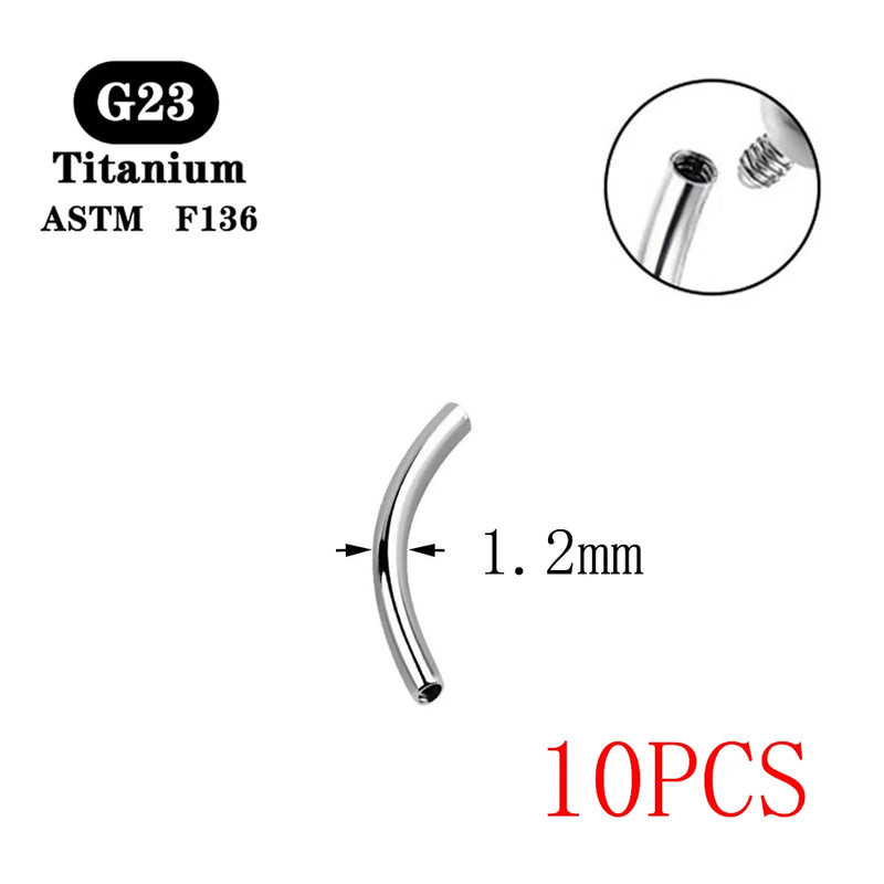 10PCS G23 Titanium 14G 16G Eyebrow Barbell Rod Internal Thread Plug Septum Ear Lips Body Jewelry Accessories
