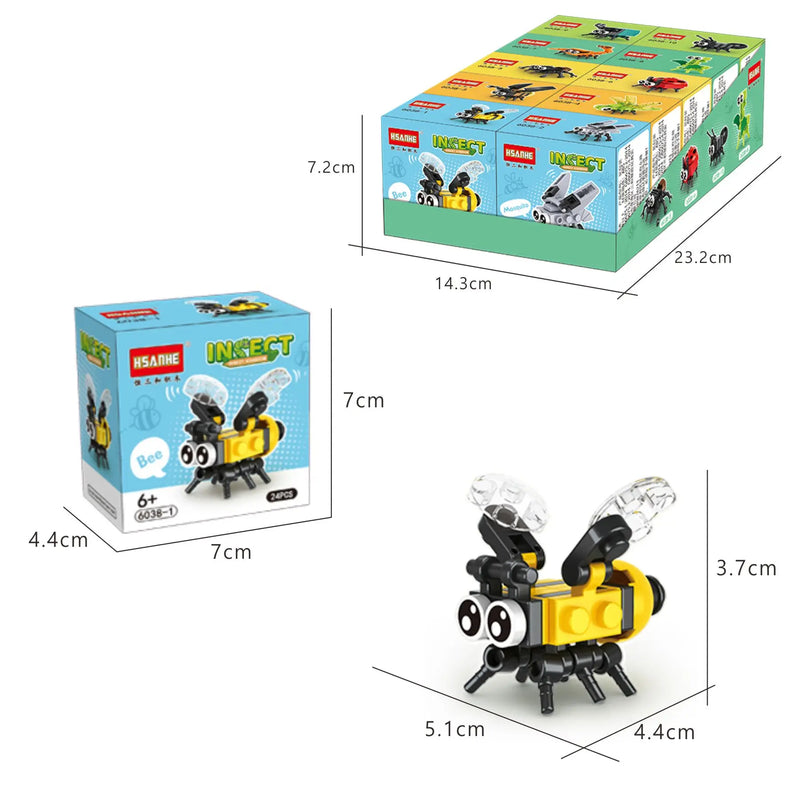 10Pcs Small Insect Assembly Block Animal Insect Puzzle Education Toys Tabletop Ornaments Boys Girl Building Block Toys Gift