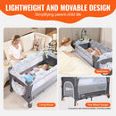 SucceBuy Baby-Stubenwagen 35 kg Traglast Einfach zusammenklappbarer, tragbarer Beistellbett mit Aufbewahrungskorb und Rädern