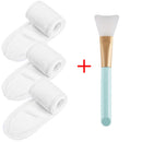 3 Stück Verstellbares Stirnband mit 1 Maskenpinsel Yoga Spa Bad Dusche Make-up Gesichtsreinigung Kosmetik-Stirnband Make-up Zubehör