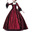Women Vintage Medieval Gothic Square Neck Flare Sleeve Lace Patchwork Maxi Dress  bodycon dress  dresses