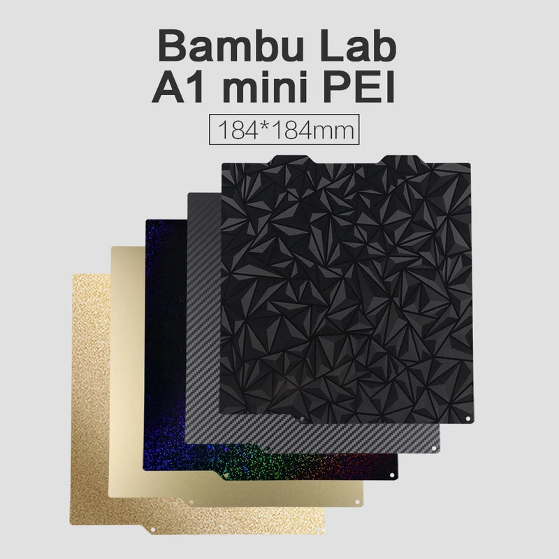 3DSWAY 3D Printer Parts Bambu Lab A1 mini Double sided PEI Build Plate Smooth Textured Spring Steel Sheet PEO/PET/PEY 184x184mm