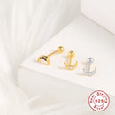 CANNER 1PC Echte 925 Silber Ohrstecker Kleine Zirkon Ohrringe für Frauen Ohrknorpel Lippenpiercing Körperschmuck Hochzeitsgeschenke