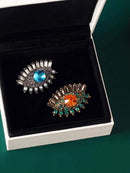 Turkish Evil Eye Green Crystal Baroque Brooches Pins For Women Zirconia Colorful Rhinestone Lable Pin Boho Lucky Jewelry