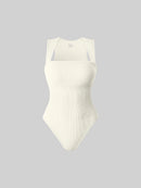 2026 Summer Fashion Square Collar Solid Color Sleeveless Bodysuit High Waist Sexy Tight Women's Jumpsuit