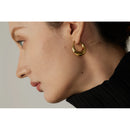 Yhpup Statement Edelstahl Geometrische Creolen Schmuck für Frauen Trendige Metalltextur 18 K Ohrringe Goldene Accessoires