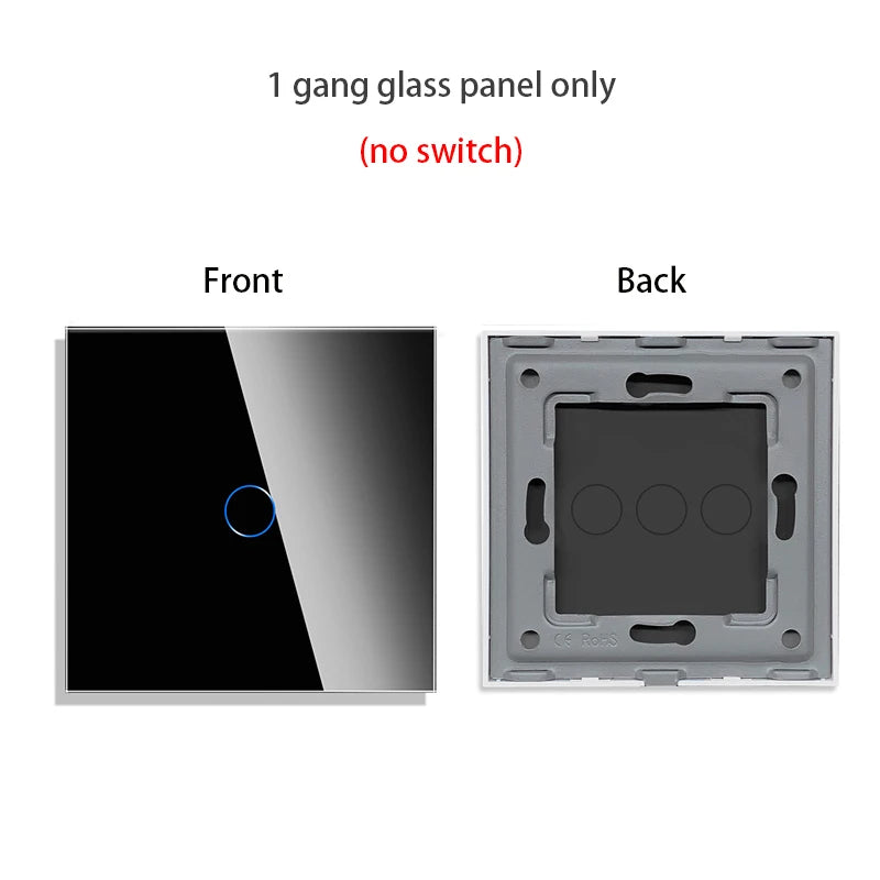Bingoelec DIY 1/2/3/4 gang Wall Touch Switch Only Crystal Glass Panel 86mm Pearl White Black Golden Grey Glass Frame DIY-Parts