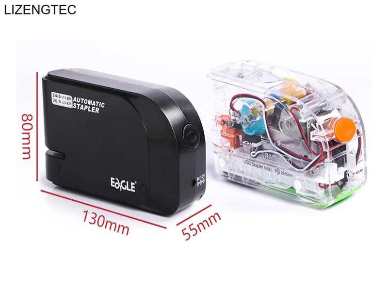 LIZENGTEC  Electricity 4*AA Battery  or DC Jack Two Power  Fully Automatic Stapler With 1000 PCS Staples Stapler