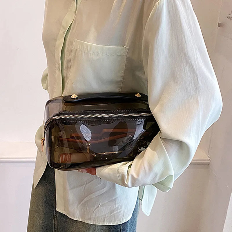 2024 Transparent Makeup Bag Fashion Travel Women's Cosmetic Bag Beauty Case Large Capacity Portable Handbags Toiletry Kit Ladies